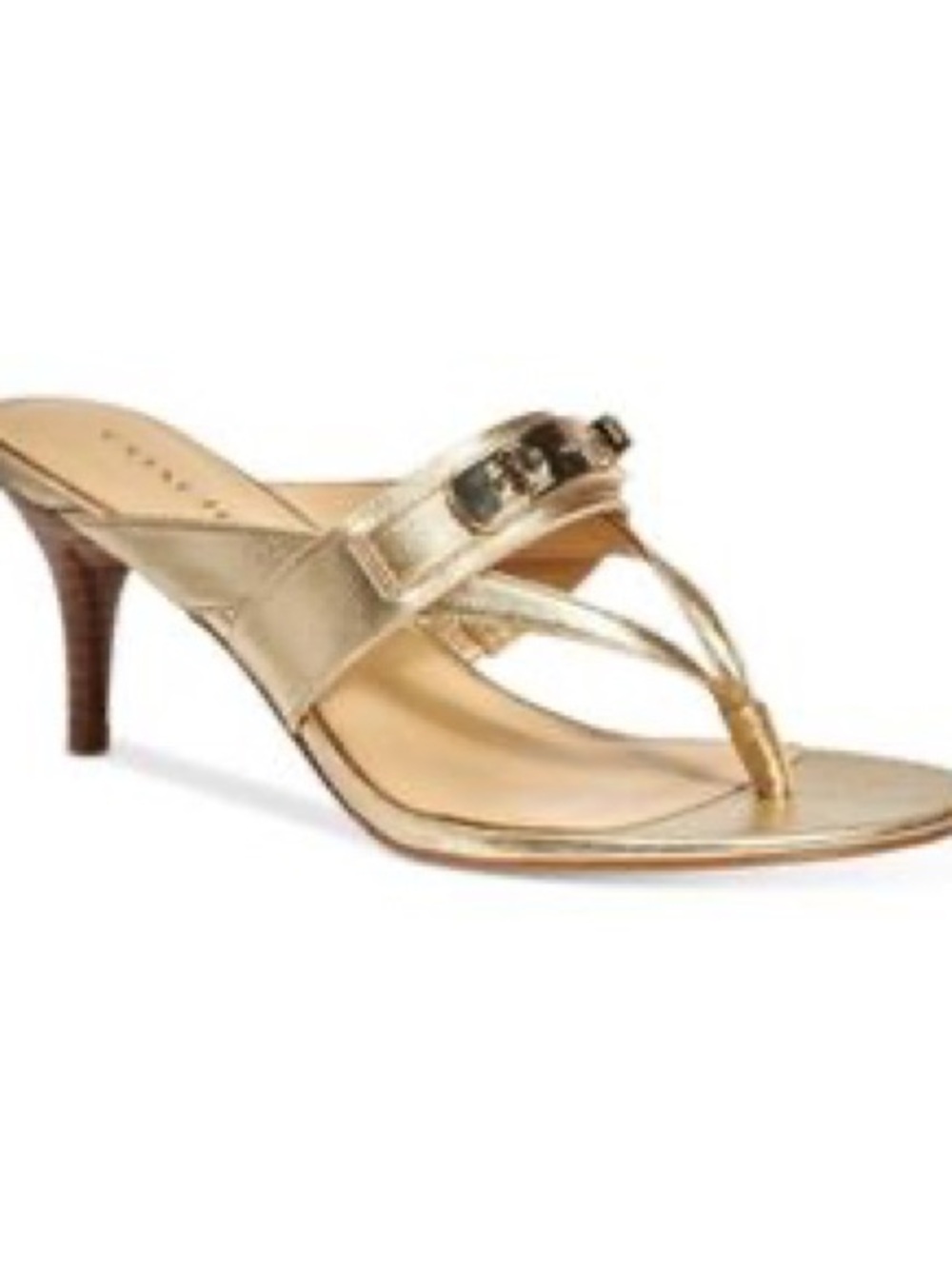 😎 Coach Olina Gold strappy kitten heels